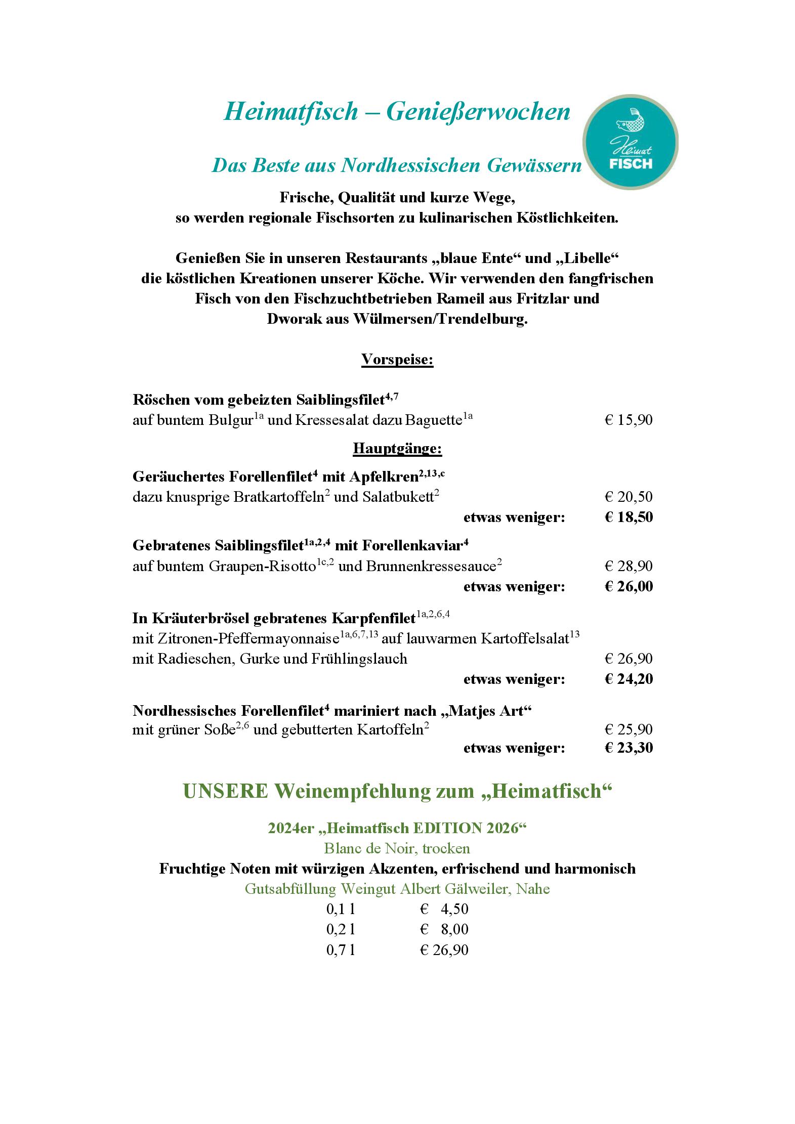 Speisekarte ab 13.02.2026