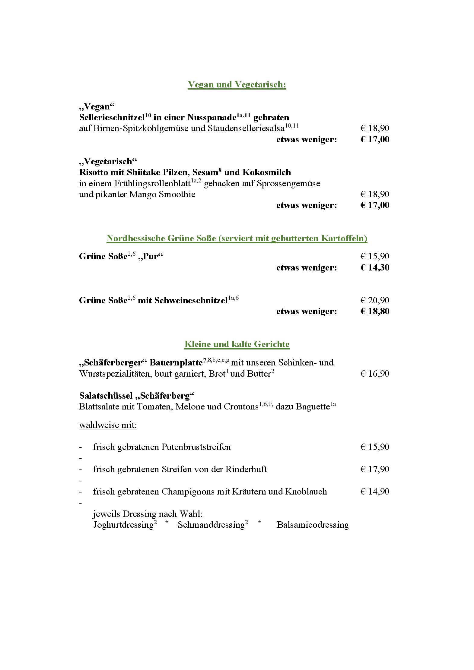 Speisekarte ab 13.02.2026