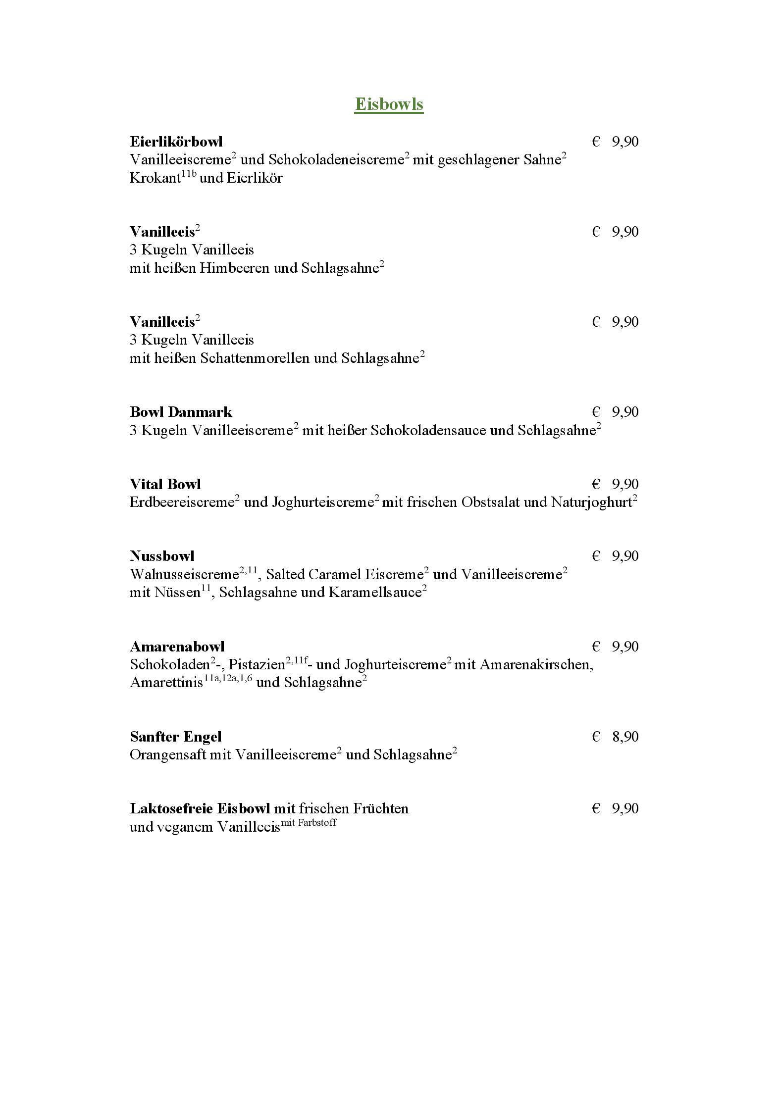 Speisekarte ab 13.02.2026