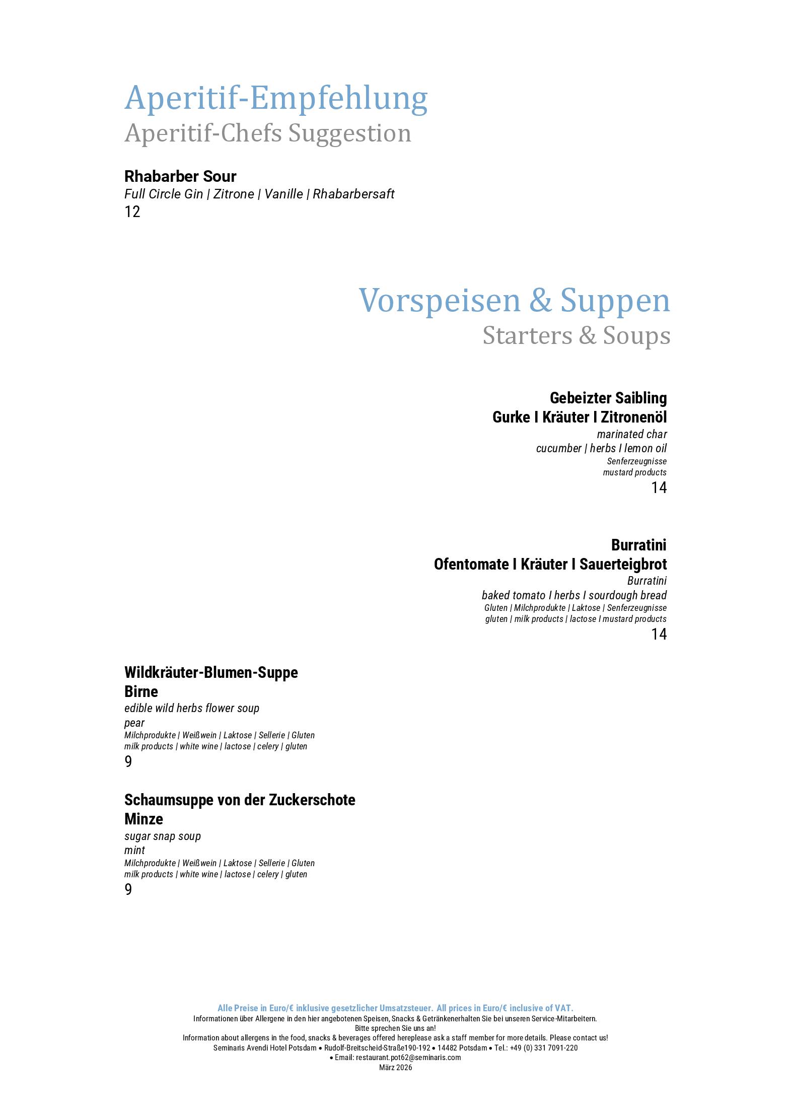 Speisekarte