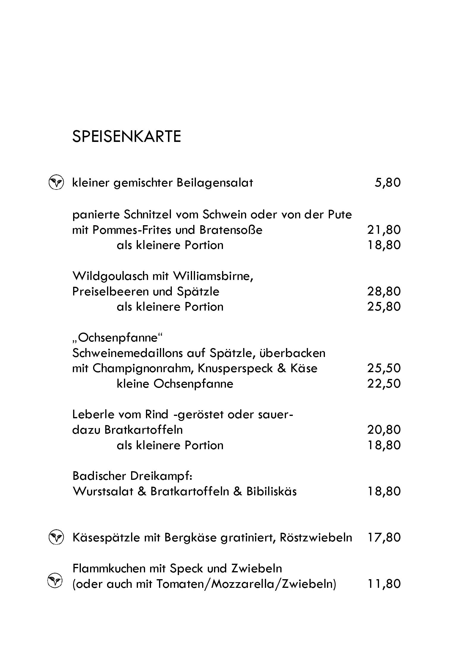 Speisekarte