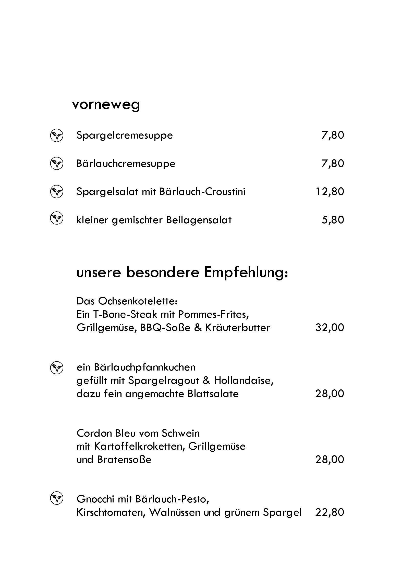 Speisekarte