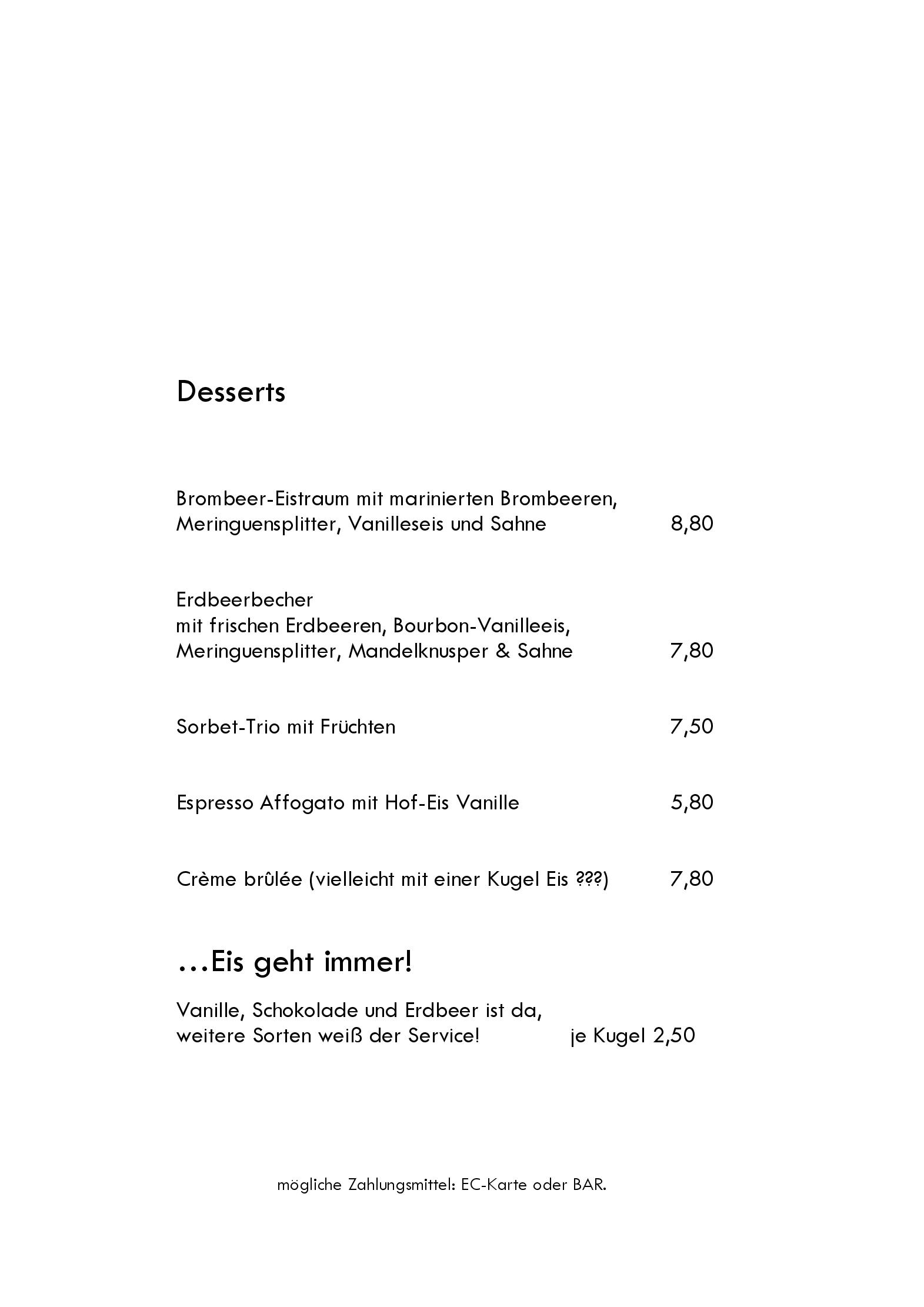 Speisekarte