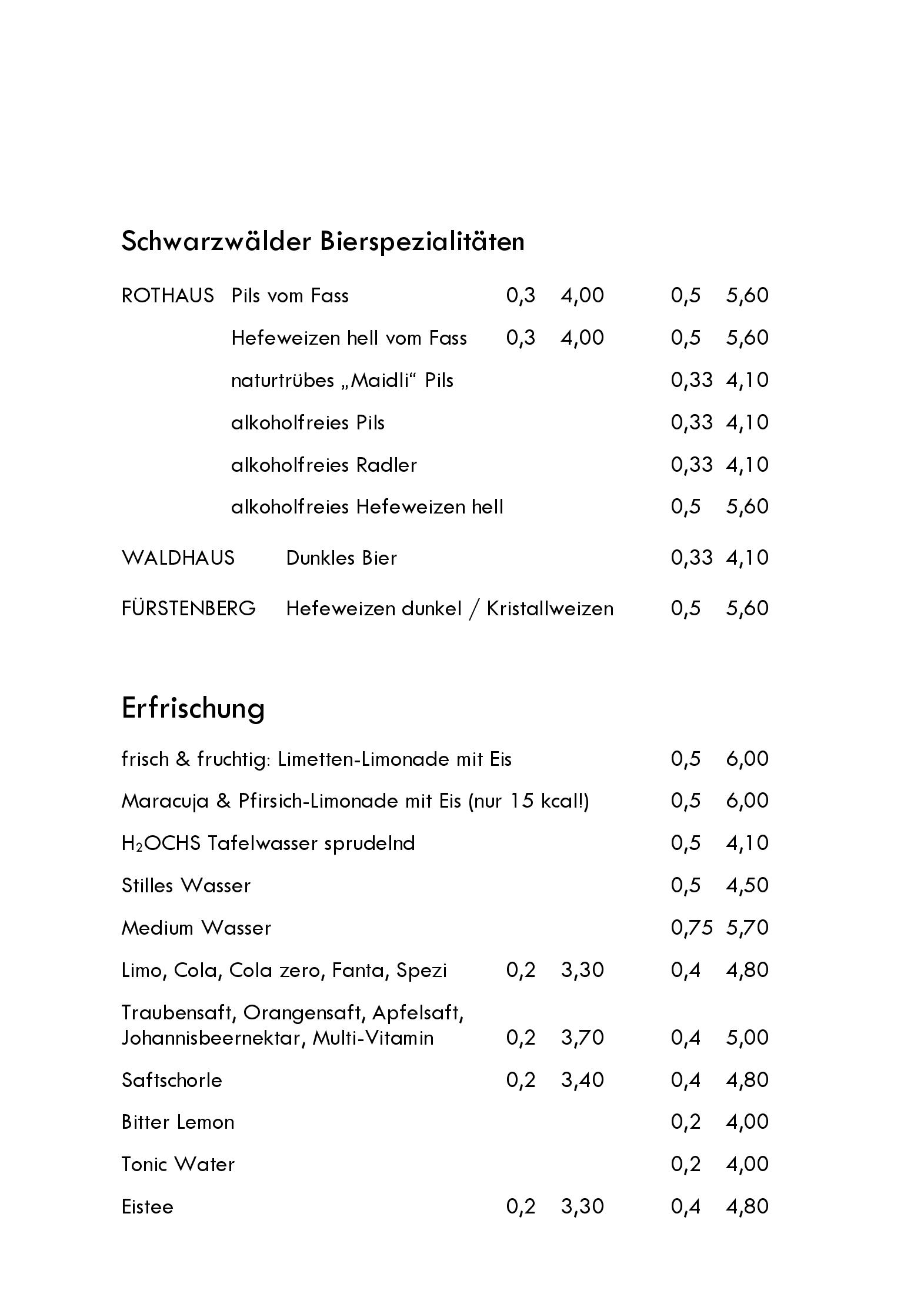 Speisekarte